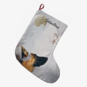 ドイツシェパード冬水彩カラーホリデー  ラージクリスマスストッキング (正面 (吊り時))