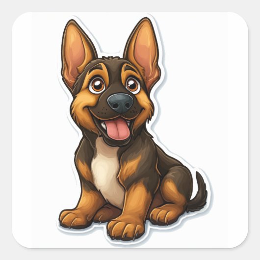 ドイツシェパード子犬 スクエアシール (正面)