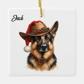 ドイツシェパード犬用クリスマスカウボーイハット セラミックオーナメント