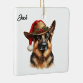 ドイツシェパード犬用クリスマスカウボーイ帽 セラミックオーナメント (右)