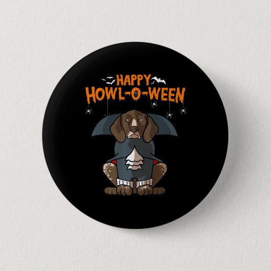 ドイツショータイドポインタードッグハロウィン 缶バッジ (正面)