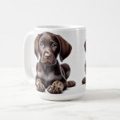 ドイツショートヘアの子犬 コーヒーマグカップ (正面左)