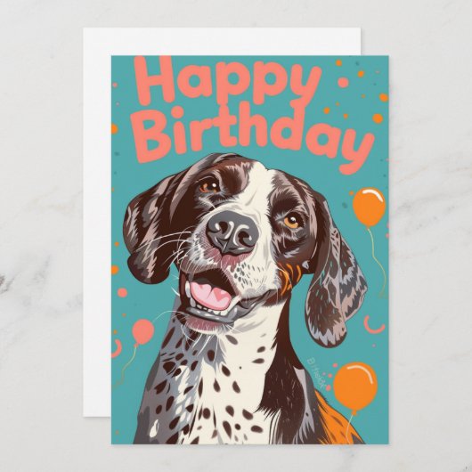 ドイツショートポインタハッピーバースデー シーズンカード (正面/裏面)