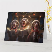 ドイツショートポインタークリスマスおもしろいホリデー カード (黄色い花)