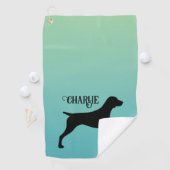 ドイツショートポインターシルエット名前をカスタムする ゴルフタオル (インサイチュ)