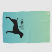 ドイツショートポインターシルエット名前をカスタムする ゴルフタオル (横)