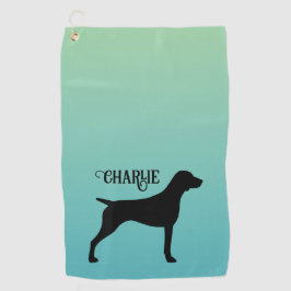 ドイツショートポインターシルエット名前をカスタムする ゴルフタオル