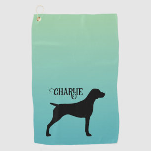 ドイツショートポインターシルエット名前をカスタムする ゴルフタオル