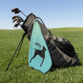 ドイツショートポインターシルエット名前をカスタムする ゴルフタオル (グリーン)