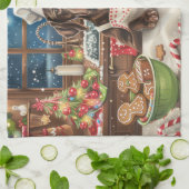 ドイツショートポインターホリデーベーキング:フェスティバル キッチンタオル (折り畳み)