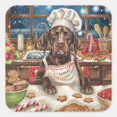 ドイツショートポインターホリデーベーキング:フェスティバル スクエアシール (正面)
