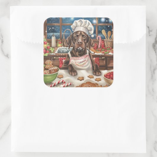 ドイツショートポインターホリデーベーキング:フェスティバル スクエアシール (バッグ)