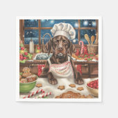 ドイツショートポインターホリデーベーキング:フェスティバル スタンダードカクテルナプキン (正面)