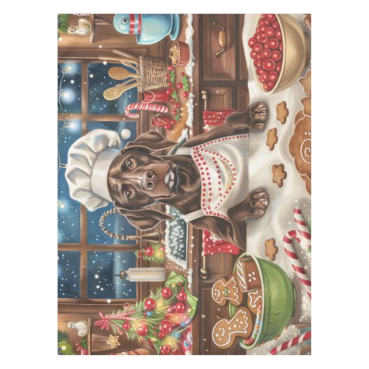 ドイツショートポインターホリデーベーキング:フェスティバル テーブルクロス (正面)