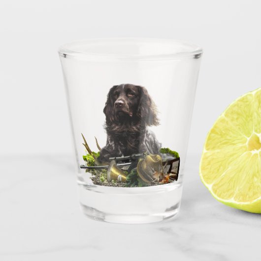 ドイツスパニエル犬ワッテルフンド ショットグラス (正面)