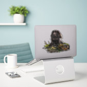 ドイツスパニエル犬ワッテルフンド シール (デスク上のノートパソコン)