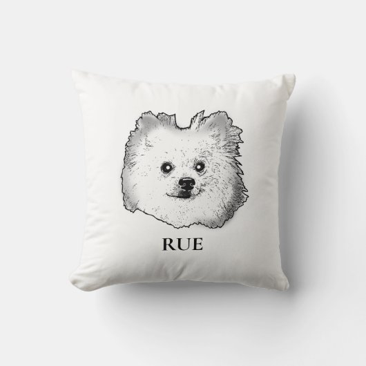 ドイツスピッツドッグパーソナライズされたハンドスケッチ クッション (正面)