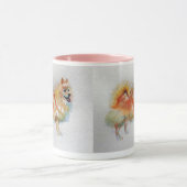 ドイツスピッツポメラニア犬水彩犬ドッグドッグ マグカップ (中央)