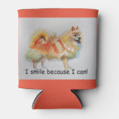 ドイツスピッツ犬'Iスマイルできるから'カード 缶クーラー (正面)