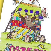 ドイツハッピーイースター漫画はがき ポストカード