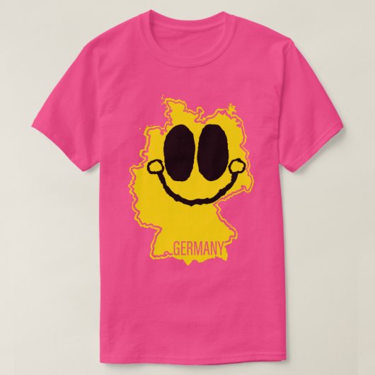 ドイツハッピー漫画マップ顔とスマイル Tシャツ (デザイン正面)