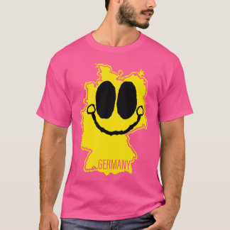 ドイツハッピー漫画マップ顔とスマイル Tシャツ