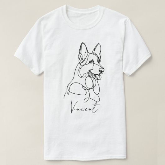 ドイツパーソナライズされたの羊飼いラインアート Tシャツ (デザイン正面)