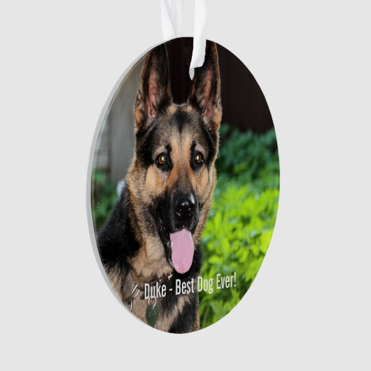 ドイツパーソナライズされたの羊飼い犬の写真、犬の名前 オーナメント (正面)