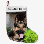 ドイツパーソナライズされたの羊飼い犬の写真、犬の名前 スモールクリスマスストッキング (正面)