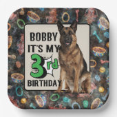 ドイツパーソナライズされたの羊飼い3歳の誕生日パーティー ペーパープレート (正面)