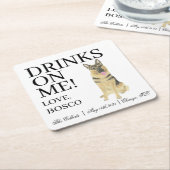 ドイツパーソナライズされたの羊飼結婚いの スクエアペーパーコースター (アングル)