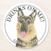 ドイツパーソナライズされたの羊飼結婚いの ラウンドペーパーコースター (正面)