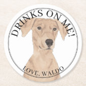 ドイツパーソナライズされたピンシャー結婚ズ ラウンドペーパーコースター (正面)