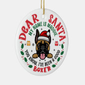 ドイツパーソナライズされたボクサー犬クリスマスツリーラウンド セラミックオーナメント (右)