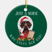 ドイツパーソナライズされた短縮型ポインタナースChri セラミックオーナメント (正面)