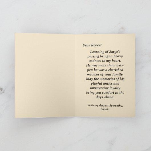 ドイツパーソナライズされた羊飼いの喪失悔やみや弔慰 カード (内部)