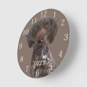 ドイツパーソナライズされた語の短毛ポインタ時計 ラウンド壁時計 (傾斜)