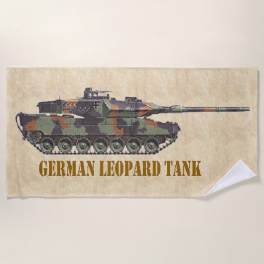 ドイツヒョウ戦車 ビーチタオル (正面)