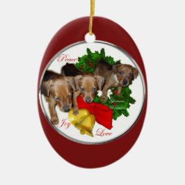 ドイツピンシャー子犬クリスマスオーナメント セラミックオーナメント