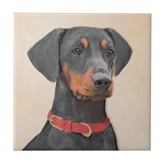 ドイツピンシャー絵画のオリジナル動物アート タイル (正面)