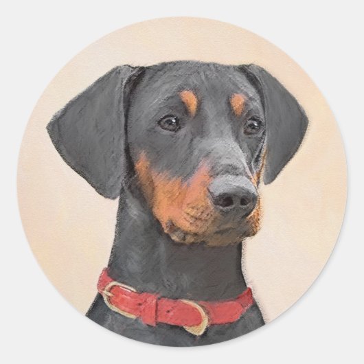 ドイツピンシャー絵画のオリジナル動物アート ラウンドシール (正面)