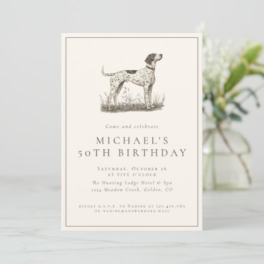 ドイツポインタードッグ狩り大人の誕生日パーティー 招待状 (スタンド正面)