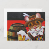 ドイツマウスOctoberfestビールウォーターカラーアート ポストカード (正面/裏面)