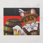 ドイツマウスOctoberfestビールウォーターカラーアート ポストカード (正面)