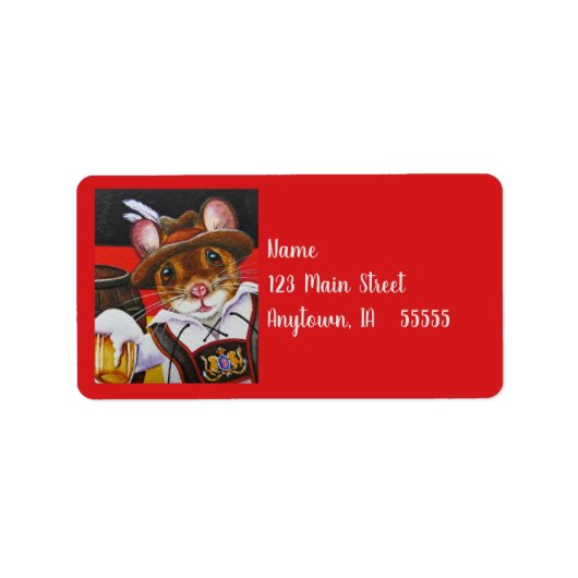 ドイツマウスOctoberfestビールウォーターカラーアート ラベル (正面)