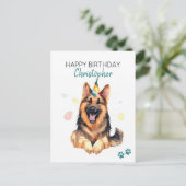 ドイツンシェパード犬の誕生日カード（名前入り） ポストカード (スタンド正面)