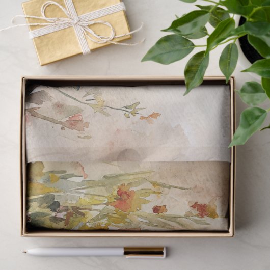 ドイツン・シェパードと野の花のデコパージュ 薄葉紙 (ギフト)