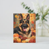 ドイツン・シェパードの秋の感謝祭 ポストカード (スタンド正面)