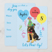 ドイツン・シェパードの誕生日パーティー招待状 招待状 (正面/裏面)