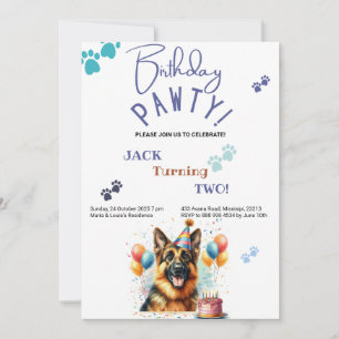 ドイツン・シェパードの誕生日パーティー 招待状